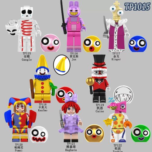 Bộ lắp ghép nhân vật Zooble The Amazing Digital Circus, mô hình nhân vật độc đáo, đồ chơi cho bé 6 tuổi, màu vàng, trắng, cam, xanh lá