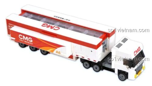 Bộ đồ chơi xe tải chuyển phát CMG điều khiển từ xa KB7119, 801 chi tiết, màu đỏ trắng cam, đồ chơi xe cộ cho bé trai 14 tuổi, mô hình xe tải CMG công nghệ cao