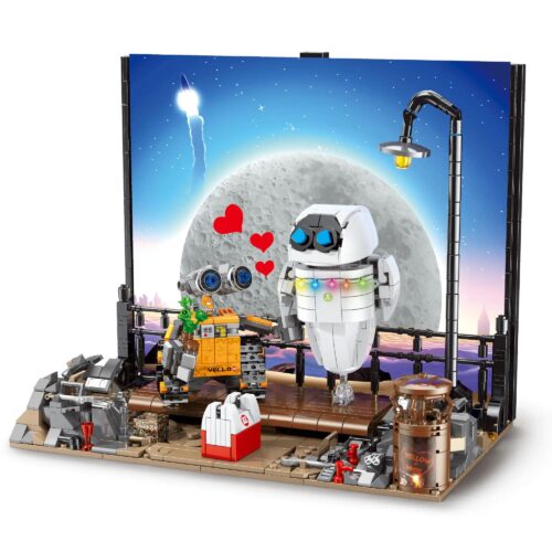 Bộ lắp ghép Robot Love Tuole L8003 cảnh quan ba chiều thay đổi, có đèn LED, mô hình Wall-E và EVE, phù hợp cho bé 6 tuổi