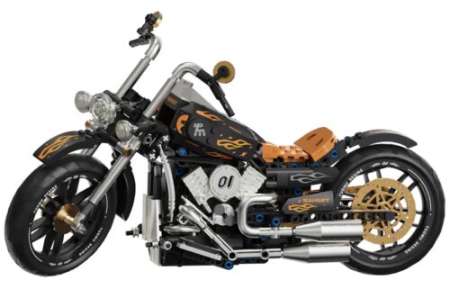 Mô hình xe máy Harley-Davidson cổ điển 拓木 T1007, bộ lắp ghép Technic cho bé 8 tuổi, chi tiết động cơ, bánh xe quay, tay lái điều chỉnh, decal hoang dã hoặc cổ điển, giá tốt