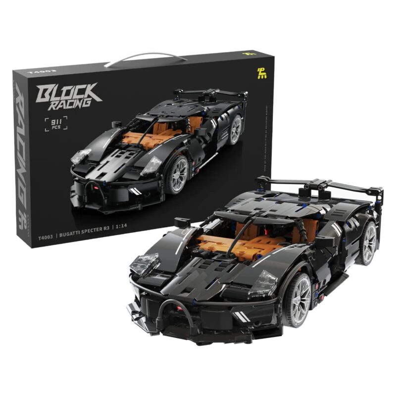 Bộ lắp ghép Bugatti Specter R3 Tuomu T4003 giá tốt, mô hình siêu xe đen 911 chi tiết cho con trai 8 tuổi, có hộp sản phẩm.
