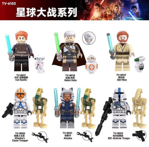 Bộ đồ chơi Minifigures Star Wars TV-6103, bộ lắp ghép Nhân vật Star Wars TV 6103, đồ chơi mô hình Obi-Wan, Ahsoka, Cal Kestis, Rahm Kota, Clone Trooper, 501st Airborne Troopers cho bé trai 6 tuổi, giá tốt.