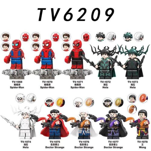 Bộ đồ chơi Minifigures Marvel TV6209 giá tốt, bộ lắp ghép Người Nhện TV, đồ chơi mô hình Hela cho bé trai 6 tuổi, chất lượng cao