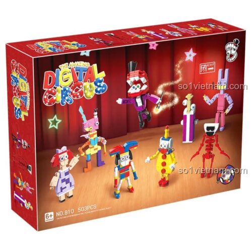 Hình ảnh hộp sản phẩm đồ chơi mô hình The Amazing Digital Circus 810, hiển thị 503 chi tiết và độ tuổi khuyến nghị 6+. Lựa chọn thay thế tiết kiệm cho LEGO®.