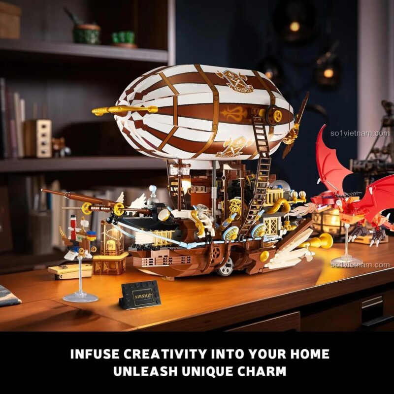 Bộ lắp ghép Khinh khí cầu Unbranded 92201 đặt trong nội thất, mô hình steampunk, 1283 chi tiết