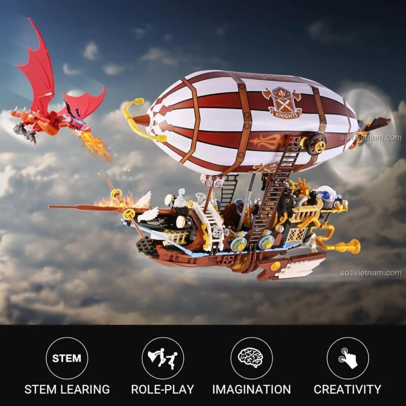 Bộ lắp ghép Khinh khí cầu Unbranded 92201 trang trí nhà cửa, mô hình steampunk, STEM, sáng tạo, 1283 chi tiết