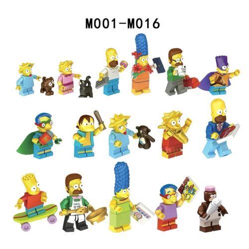 Bộ đồ chơi Gia đình Simpsons M015 chất lượng cao, bộ 16 minifigures Gia đình Simpsons cho bé trai, bé gái 6 tuổi giá tốt