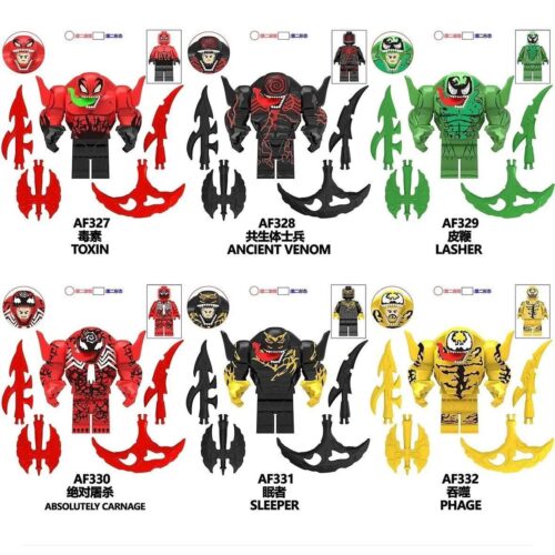 Bộ đồ chơi Minifigure Venom AF332, bộ lắp ghép 6 nhân vật Venom Marvel cho bé trai 8 tuổi, giá tốt