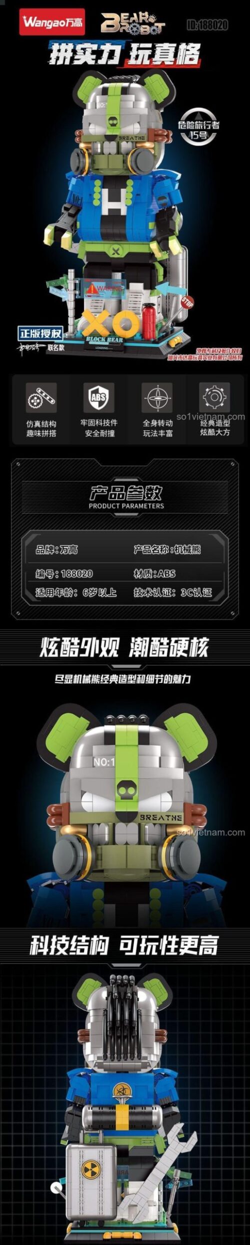 Đồ chơi mô hình Robot Cơ Khí, bộ đồ chơi Wangao với các tính năng khớp nối linh hoạt, chất liệu ABS cao cấp, an toàn cho bé trai 6 tuổi.