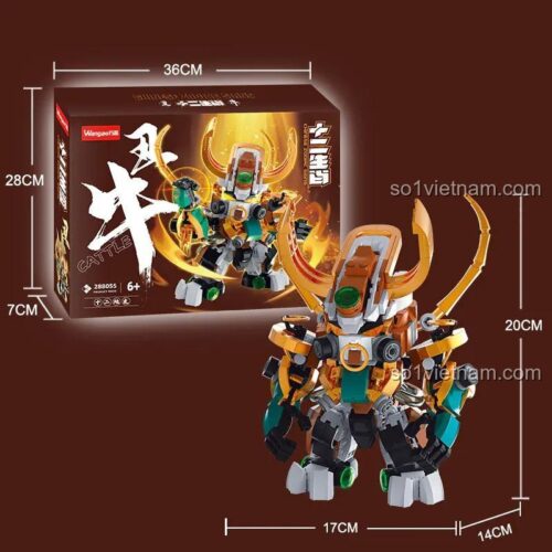 Wangao 288055 Mô hình Giáp Trụ Trâu Vàng, bộ lắp ghép Trâu Vàng Giáp Trụ, đồ chơi mô hình Robot Trâu Vàng, 6 tuổi, Con trai, Giáp Trụ Uy Lực, Khớp nối linh hoạt, Chi tiết tinh xảo, Đèn LED, giá tốt, Kích thước mô hình