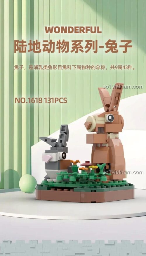 Hộp sản phẩm bộ lắp ghép Thần kỳ Động vật: Thỏ WANGE 1618