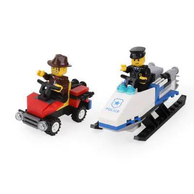Bộ lắp ghép WANGE 26016 Xe Cảnh Sát Xe Trượt Tuyết với 2 minifigures cảnh sát, 99 mảnh ghép, đồ chơi xây dựng cho bé trai 6 tuổi