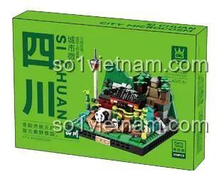 Hộp sản phẩm bộ lắp ghép WANGE 3105 Thành phố Vi mô Tứ Xuyên, mô hình kiến trúc, 294 mảnh, độ tuổi 6+, cho bé trai và bé gái, giá tốt