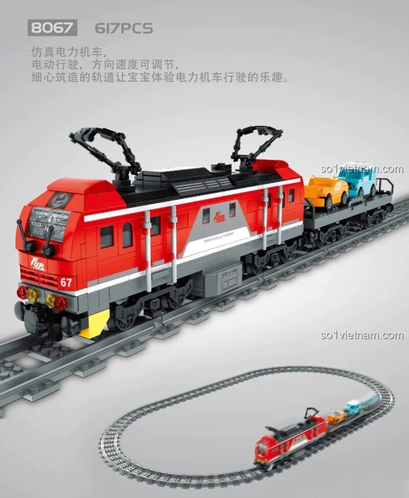 Mô hình WanZhi 8067 Tàu Hỏa Điện Diesel Dongfeng đã lắp ráp hoàn chỉnh với đường ray, đồ chơi xếp hình tàu hỏa