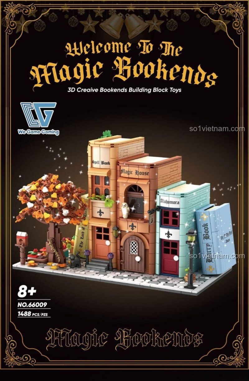 Hộp sản phẩm We Game Coming 66009 Chặn sách ma thuật, bộ đồ chơi 1488 chi tiết.