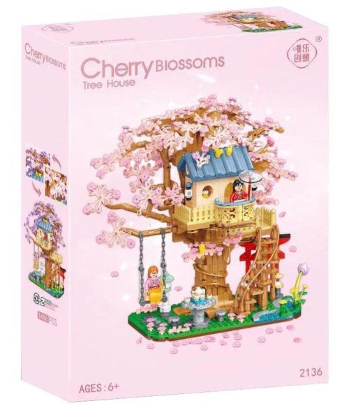 Hộp sản phẩm bộ lắp ghép Nhà Cây Hoa Anh Đào Weile Creative 2136, món quà giá rẻ cho con gái 6 tuổi.