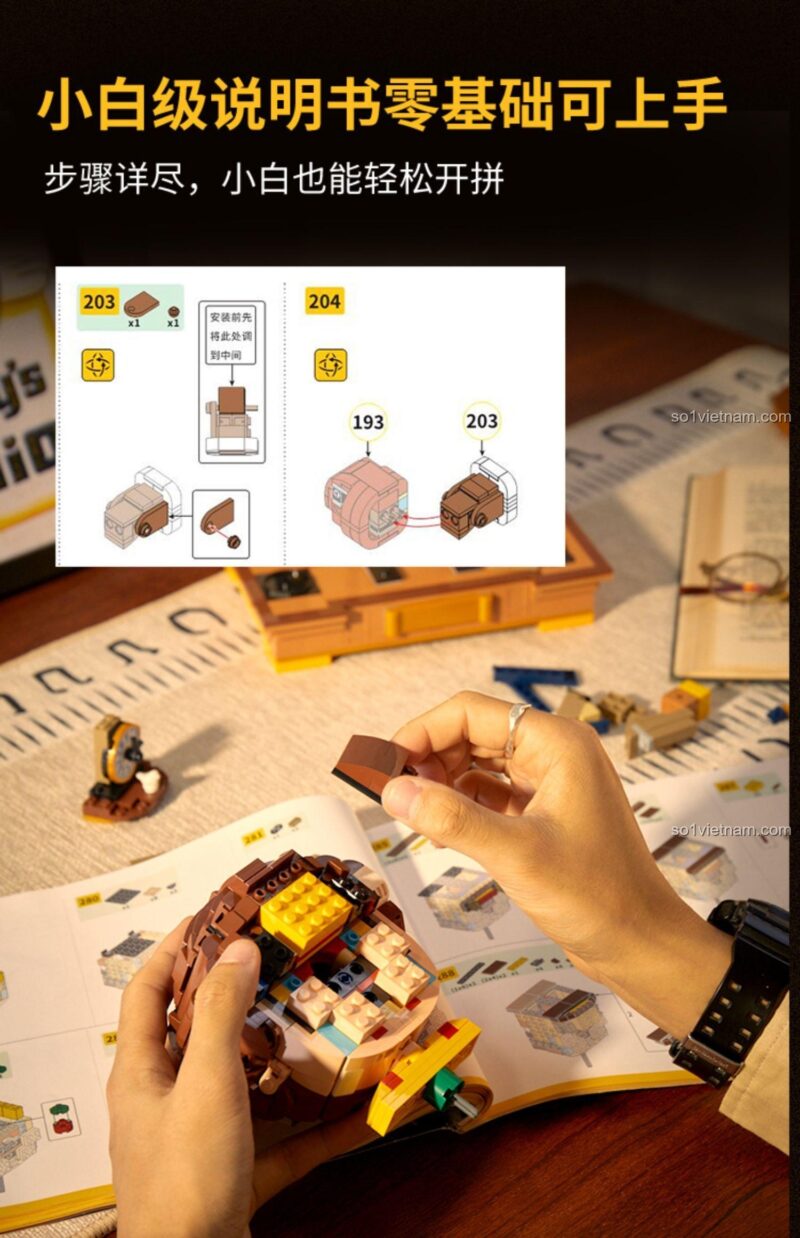 Sách hướng dẫn lắp ráp Wekki 506186 Pinocchio dễ hiểu, chi tiết, phù hợp bé trai 8 tuổi