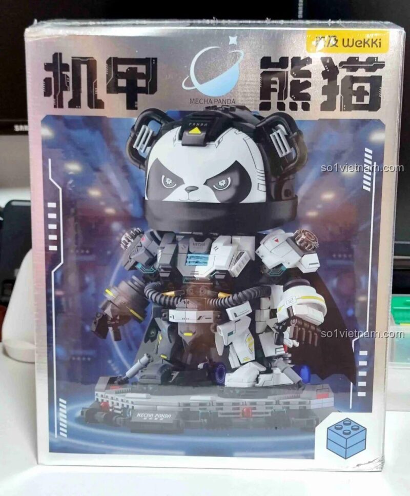 Hình ảnh thực tế hộp sản phẩm bộ lắp ghép Robot Gấu Trúc Wekki, món quà lý tưởng cho bé trai.
