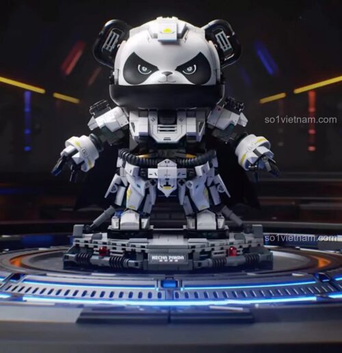 Mô hình robot Wekki 506506 phiên bản màu đen Xianyue Mecha, một biến thể của bộ lắp ghép Mecha Panda dành cho con trai 6 tuổi.