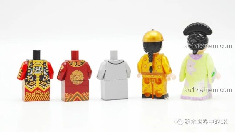 Các minifigure nam trong Bộ đồ chơi Cung điện Wekki 518001, trang phục cổ trang chi tiết, đồ chơi chất lượng cao.