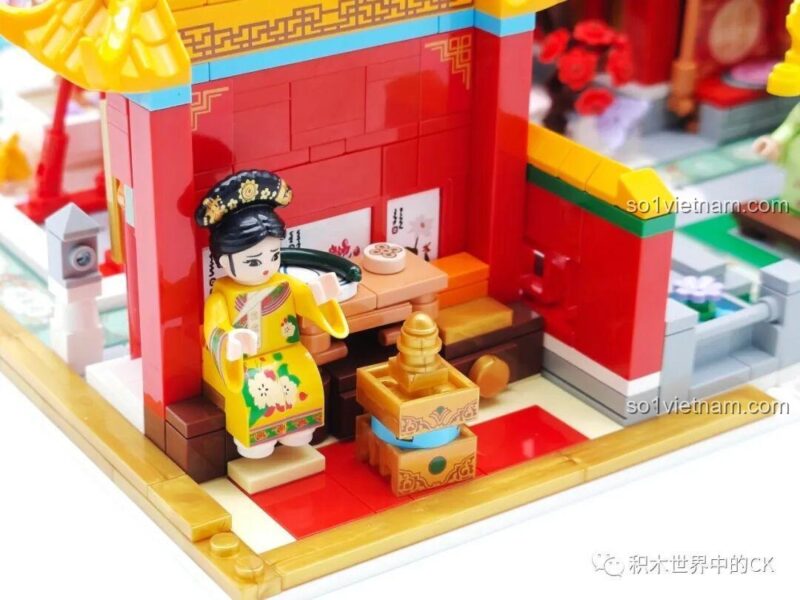 Toàn cảnh cung điện và khu vườn xung quanh của Mô hình Hậu Cung 518001 Wekki, tạo không gian chơi rộng lớn.