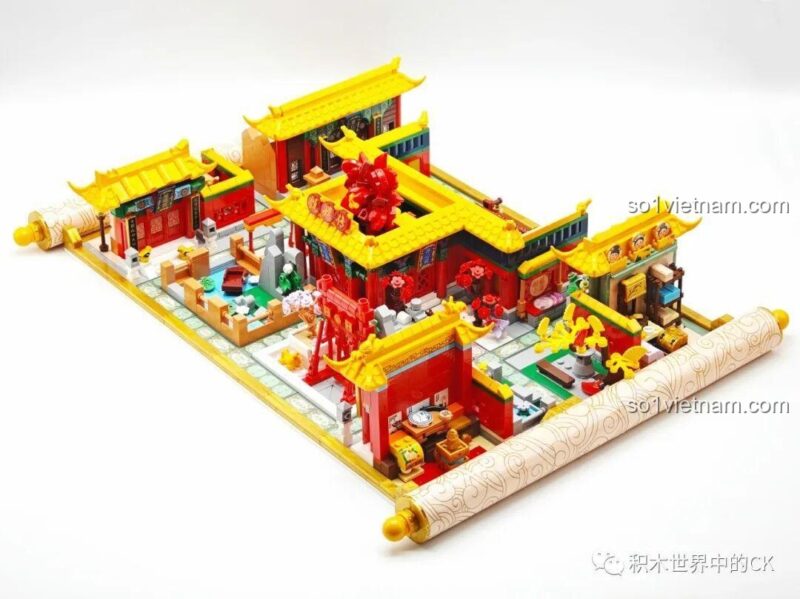 Mô hình cung điện của Trò chơi Cung đình 8001 Wekki, nhìn trực diện, thể hiện kiến trúc đối xứng và hài hòa.