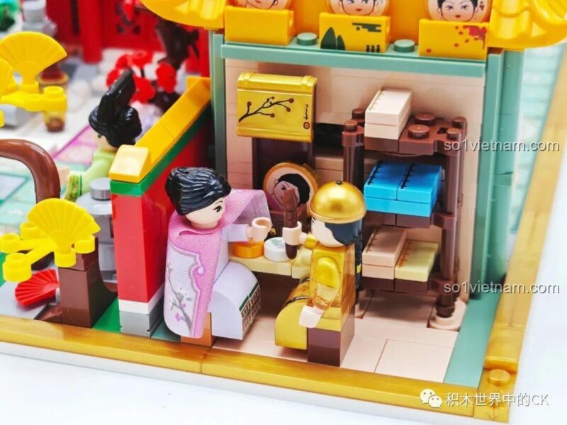 Mô hình cung điện hoàn chỉnh của Đồ chơi mô hình Wekki 518001, nhìn từ góc chéo, thể hiện sự hoành tráng.