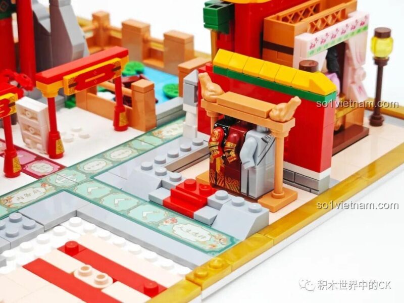 Chi tiết nội thất một căn phòng với minifigure trong Xếp hình Trò chơi Chân Hoàn Truyện Wekki, đồ chơi chất lượng cao.