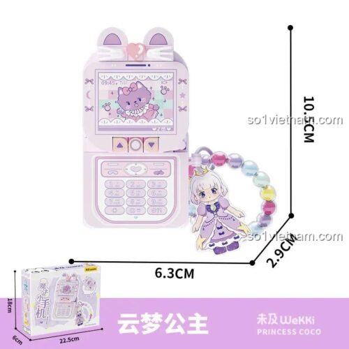 Kích thước chi tiết đồ chơi mô hình Điện thoại ma thuật Wekki 519011: dài 10.5cm, rộng 6.3cm, cao 2.9cm. Phù hợp bé gái 6 tuổi, giá tiết kiệm.