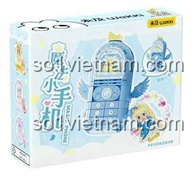 đồ chơi lắp ghép 519012 Điện thoại di động công chúa Wekki, hiển thị kích thước mô hình và hộp, giúp mẹ bé gái 6 tuổi dễ hình dung, giá tiết kiệm