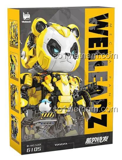 Hộp đồ chơi mô hình Welleadz 6105 Mecha Panda Fighting, bộ lắp ghép Robot Gấu Trúc cho bé trai 6 tuổi, giá rẻ.