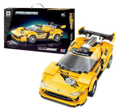 Siêu xe điều khiển từ xa WISE BLOCK HA389172 màu vàng, mô phỏng Lamborghini, 209 chi tiết, đồ chơi xe đua điều khiển từ xa cho bé trai 6 tuổi