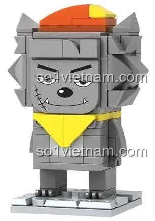 Mô hình Sói Xám từ bộ đồ chơi HA393021, nhân vật Cừu Vui Vẻ và Sói Xám WISE BLOCK chất lượng cao cho bé trai 5 tuổi.