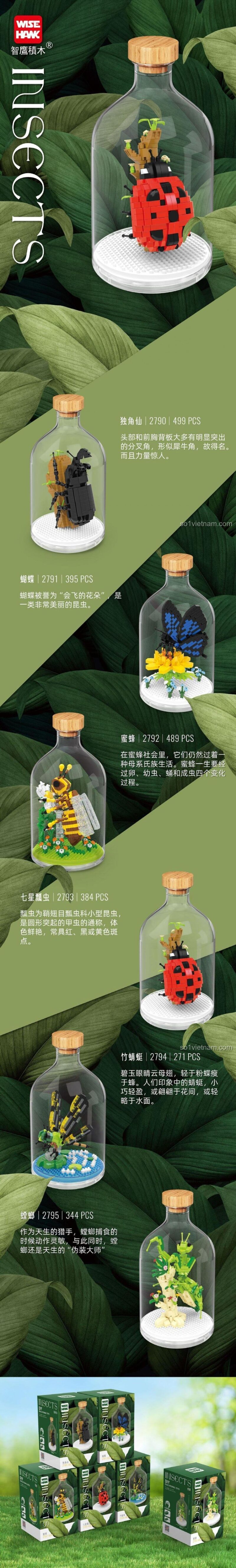 Chi tiết bộ lắp ghép bọ ngựa WISE HAWK 2795, đồ chơi sáng tạo cho bé