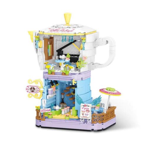 Bộ lắp ghép Quán cà phê Lãng mạn WLCX 2093, mô hình mini block chi tiết cho bé gái 6 tuổi, giá rẻ.