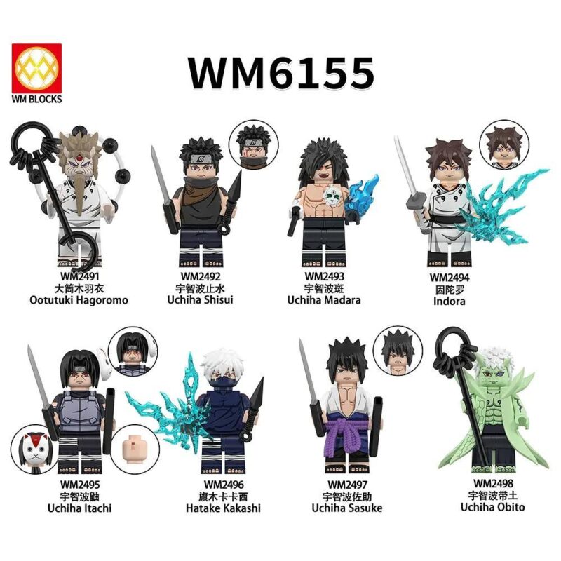 Bộ đồ chơi Minifigure Naruto WM Blocks WM6155 8 nhân vật huyền thoại, chi tiết tinh xảo, tương thích LEGO® cho bé trai 8 tuổi, giá tốt.