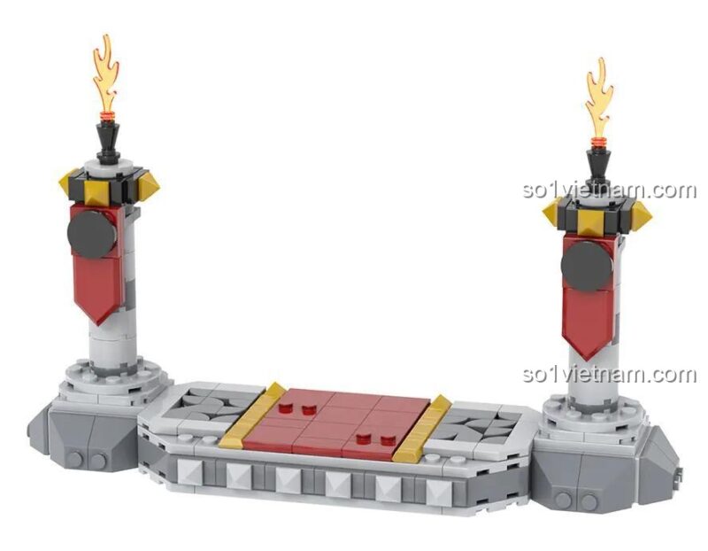 Bộ xếp hình Căn cứ của Bowser, WM MOC 1223 Đế Bowser giá rẻ, đồ chơi lắp ráp Nhân vật Bowser cho bé trai 6 tuổi.