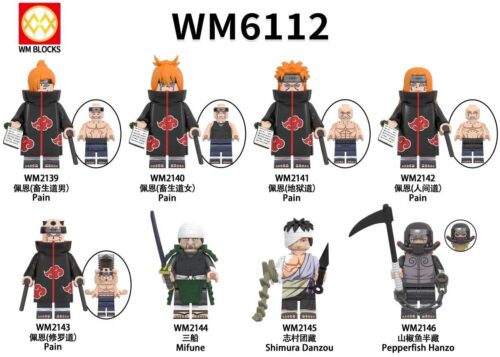 Mô hình Naruto WM6112 gồm 8 nhân vật Pain, Mifune, Shimura Danzou, Pepperfish Hanzo và các nhân vật khác