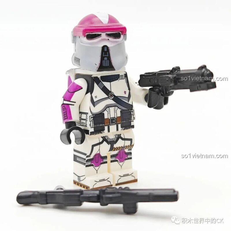 Ảnh review WM2252 Trooper Squad 3 từ phía sau, WM 6127 Lính Clone Quân Đoàn Nova, đồ chơi mô hình Nhân vật Star Wars WM, cho bé trai 6 tuổi