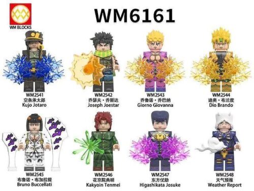 Bộ 8 figure JoJo's Bizarre Adventure WM2543, nhân vật anime, đồ chơi lắp ghép, quà tặng cho bé trai 14 tuổi, giá tốt