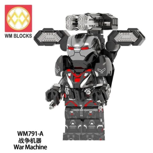 Minifigure WM WM792-A War Machine giáp đen bạc, vũ khí hạng nặng, đồ chơi mô hình siêu anh hùng Marvel cho bé trai 6 tuổi giá rẻ.