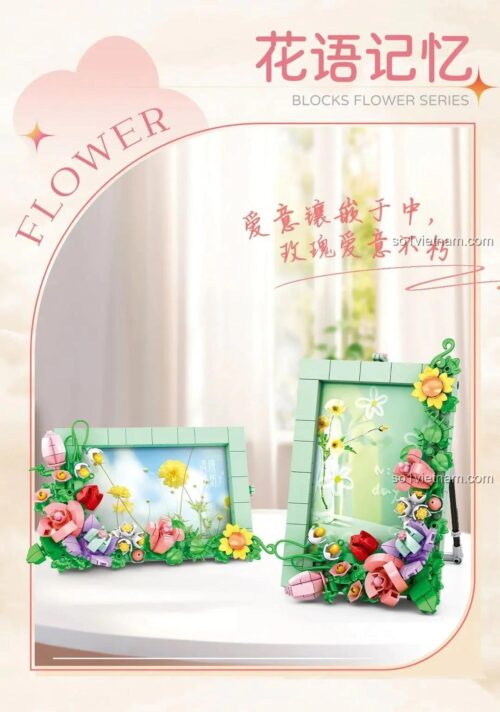 đồ chơi mô hình Khung ảnh hoa WOMA C0285, bộ xếp hình Khung ảnh Ký Ức Hoa Ngữ, khung ảnh trang trí đẹp mắt cho bé gái 6 tuổi