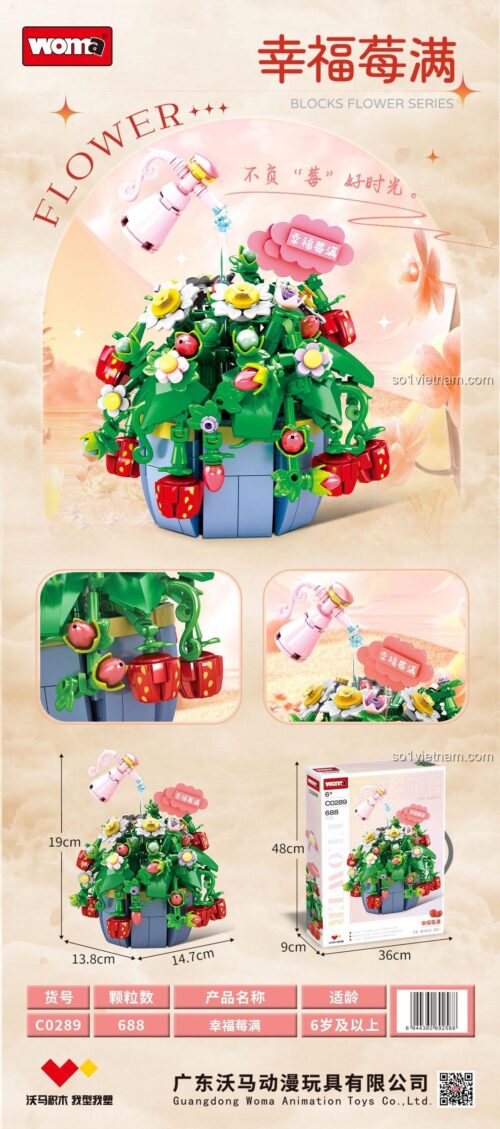 Mô hình Dâu Tây WOMA C0289, bộ xếp hình Cây Dâu Tây cho bé gái 6 tuổi, chất lượng cao, đáng tiền