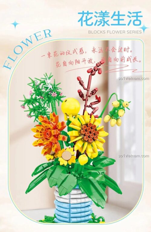 Hoa Hướng Dương và Hoa Cúc WOMA C0290, bộ xếp hình Hoa lắp ráp trang trí độc đáo cho bé gái 6 tuổi