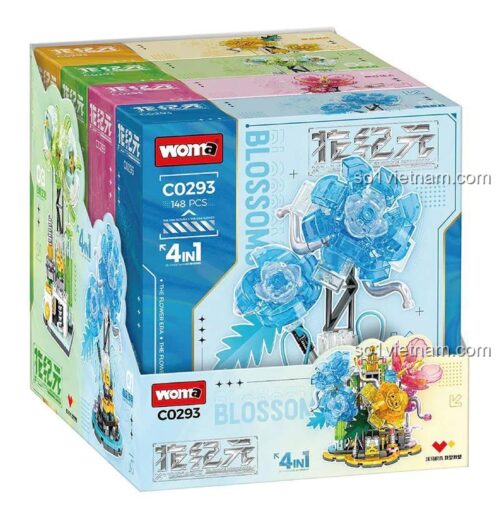 Hộp sản phẩm bộ lắp ghép WOMA C0293 Hoa Nở 4 Mẫu, đồ chơi giáo dục cho bé 6 tuổi