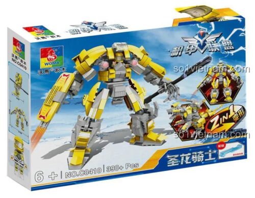 Hộp sản phẩm Robot Thánh Long Hiệp Sĩ Liên Minh Cơ Giáp WOMA C0410, bộ lắp ghép robot 390 chi tiết, đồ chơi giáo dục cho bé trai