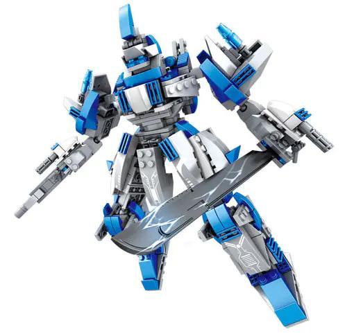 Robot Liên Minh Biển Sâu WOMA C0411, đồ chơi robot biến hình, bộ lắp ghép robot, 486 mảnh, màu xanh trắng xám, cho bé trai 6 tuổi, biến hình thành tàu ngầm
