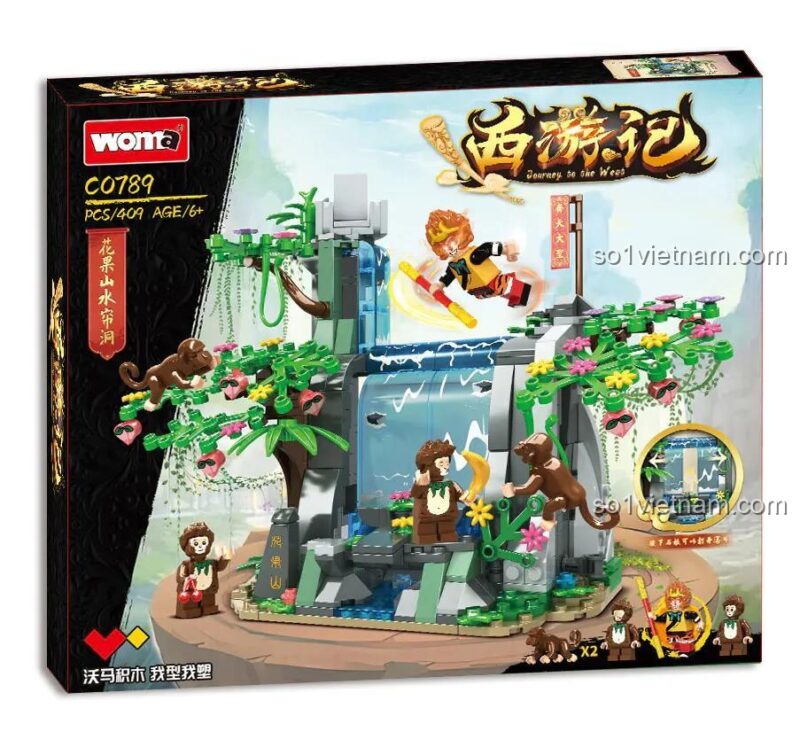Chi tiết mô hình bộ đồ chơi lắp ráp Tây Du Ký Hoa Quả Sơn Thủy Tiên Động WOMA C0789
