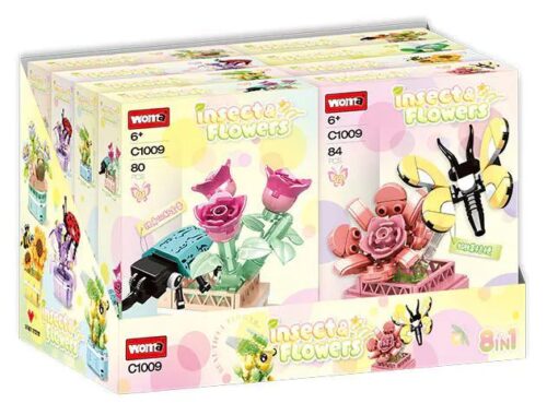 Hộp sản phẩm bộ lắp ghép WOMA C1009 Côn Trùng và Hoa 8 trong 1, đồ chơi cho bé gái 6 tuổi giá rẻ.