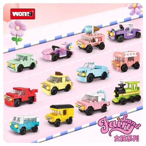 Bộ lắp ghép Woma C1021 - Bộ Sưu Tập 12 Xe Hơi Hoạt Hình Macaron cho bé gái 6 tuổi, giá rẻ.